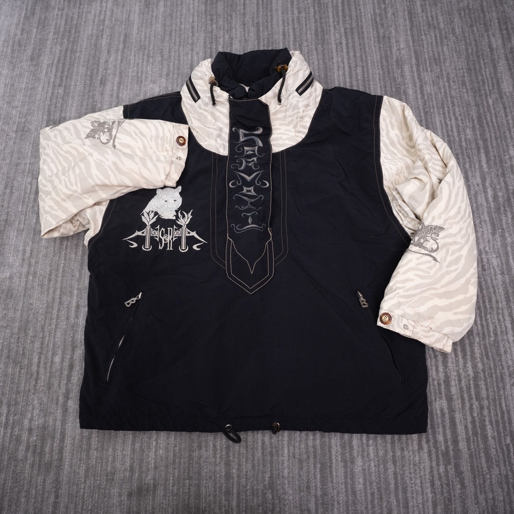 Bogner Siegfried & Roy Anorak Mens Medium Black Excellent White Tiger Print